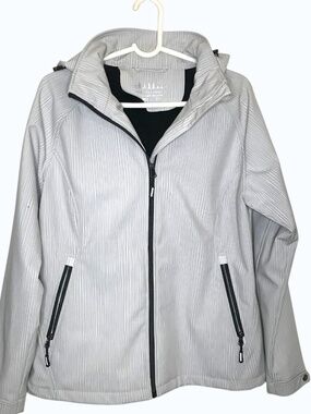 Chillax Hooded Jacket Women’s Lightweight Zip Up Gray Textured Activewear Size M